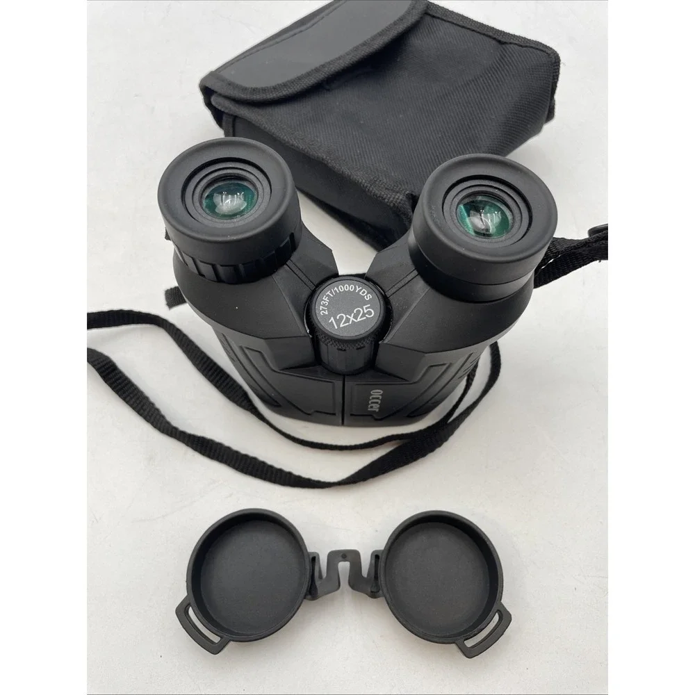 Occer 12x25 Compact Low Light Vision Binoculars - Black w/Case